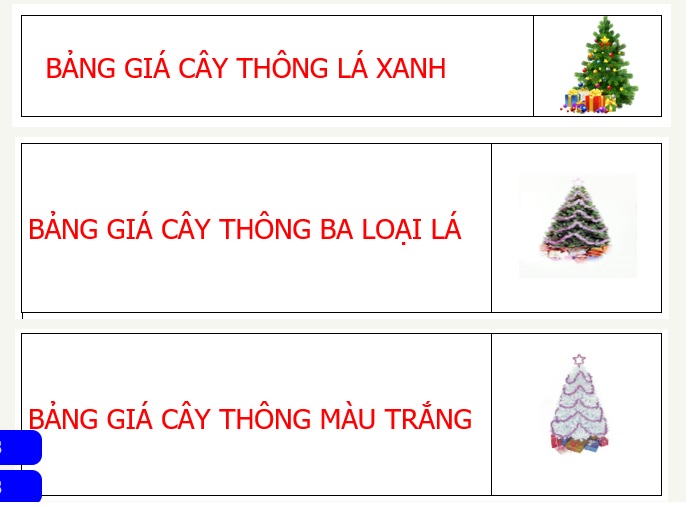 Bảng giá Cây Thông Noel 2022