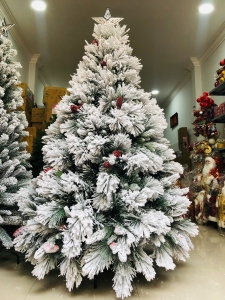 Cây Thông Noel  3 Loại Lá Phủ Tuyết  gắn trái thông 1m8