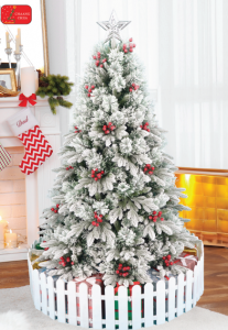 Cây Thông PE 3LL Phủ Tuyết Gắn Trái Đỏ 1m5