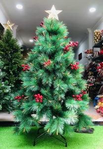 Cây Thông Cước Đầu Vàng Gắn Trái Đỏ 1m8